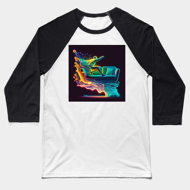 Couch Surfing Baseball T-Shirt by RLan